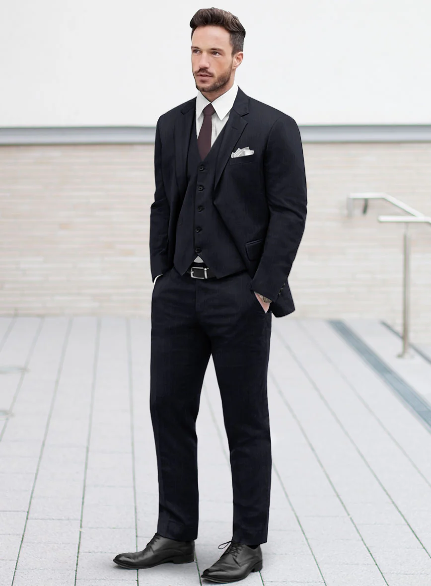 Deep Blue Old World Stripe Wool Suit - Image 2