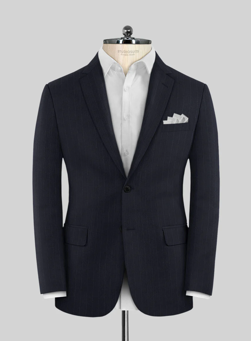 Deep Blue Old World Stripe Wool Suit - Image 3