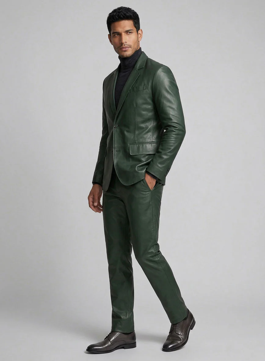 Deep Olive Leather Suit - Image 5