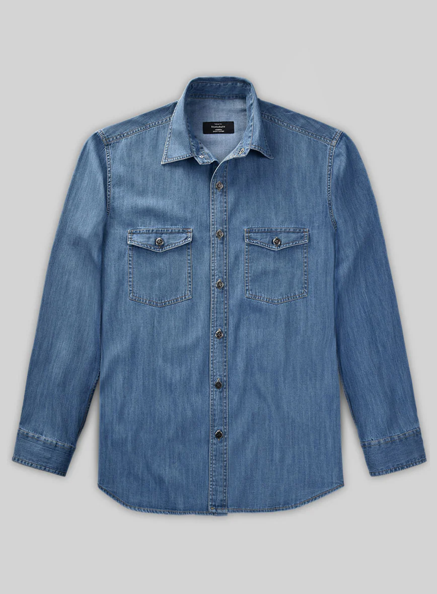 Denim Shirt - Light Washed - Image 7