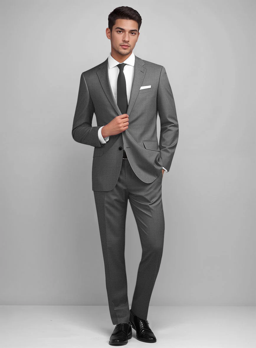 Dogtooth Wool Gray Suit - Image 2