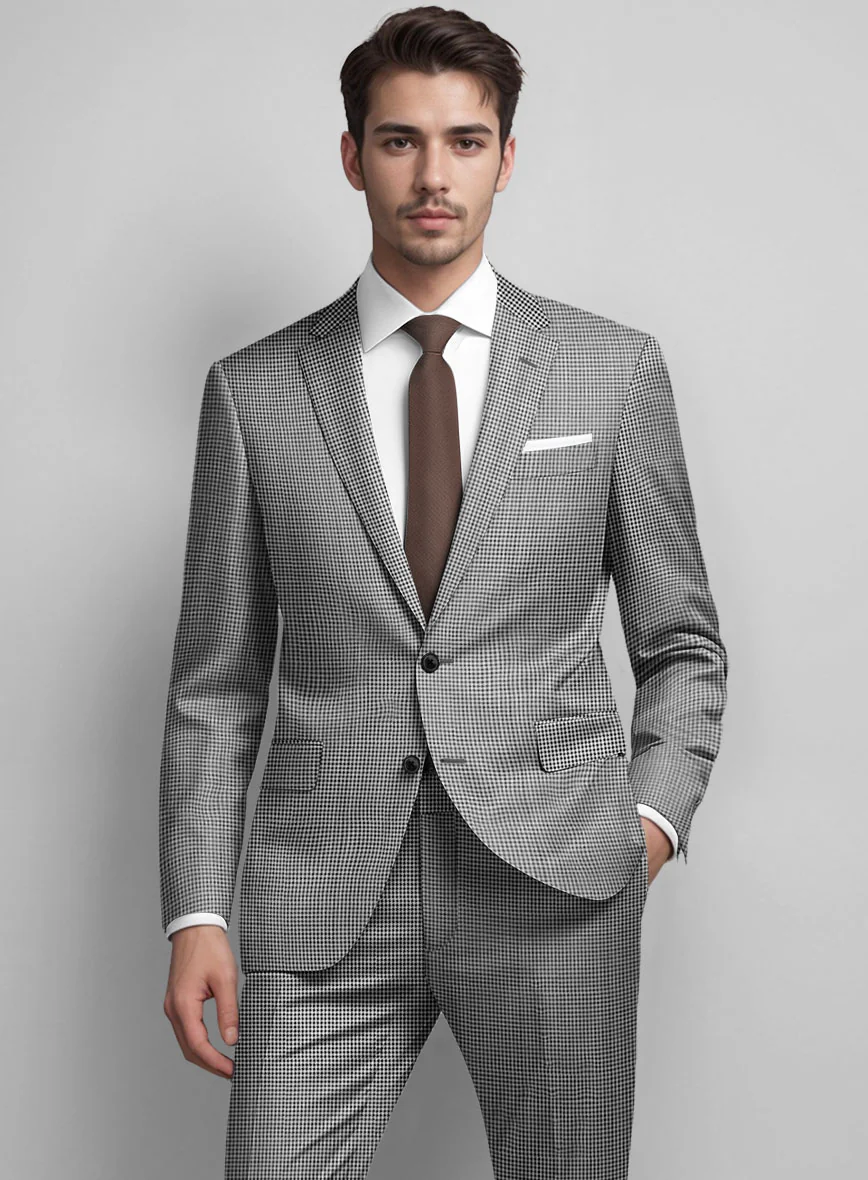 Dogtooth Wool Light Gray Suit - Image 4