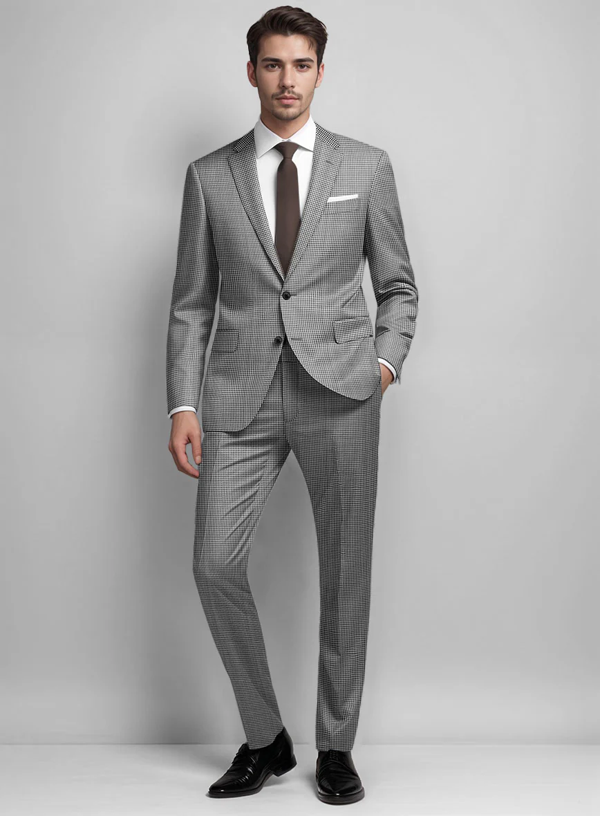 Dogtooth Wool Light Gray Suit - Image 2