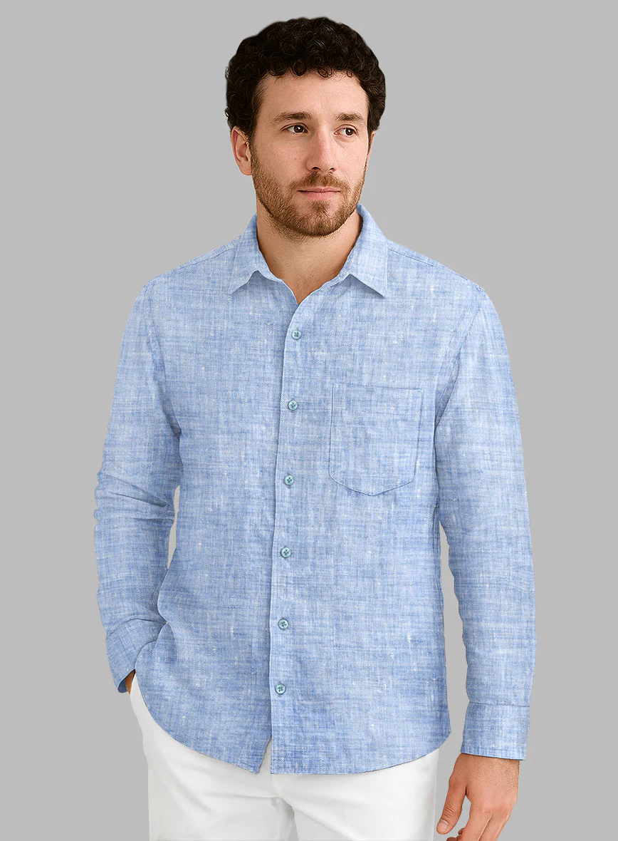 Dublin Blue Linen Shirt - Image 2