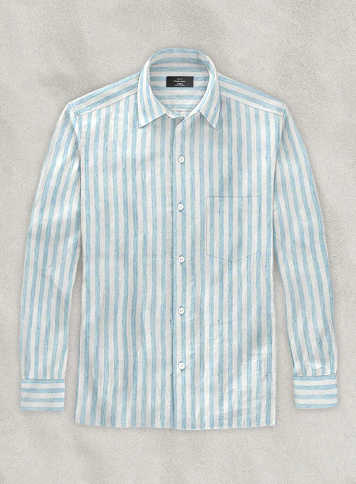 Dublin Blue Stripe Linen Shirt - Image 2