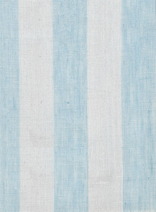 Dublin Blue Wide Stripe Linen Shirt - Image 3