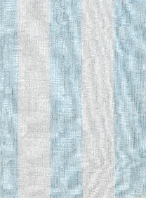 Dublin Blue Wide Stripe Linen Shirt - Image 3