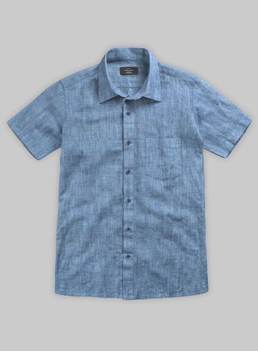 Dublin Ink Blue Linen Shirt - Image 2