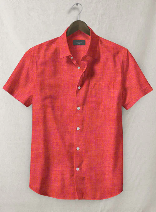 Dublin Pink Orange Linen Shirt