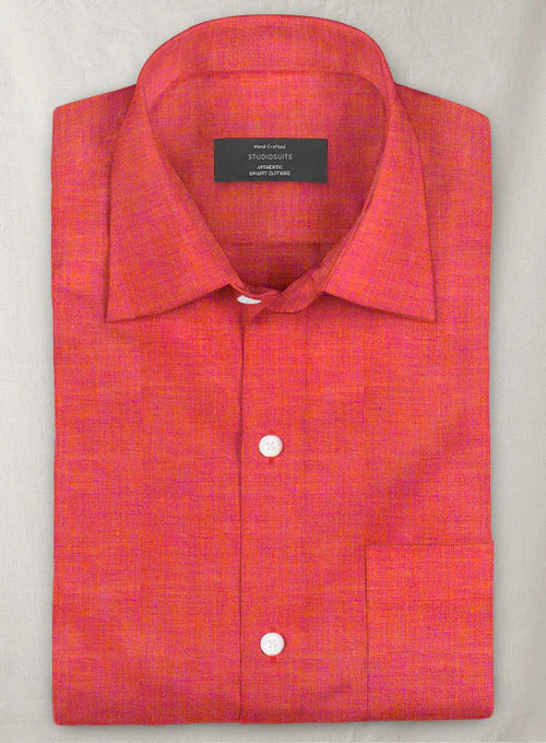 Dublin Pink Orange Linen Shirt - Image 2