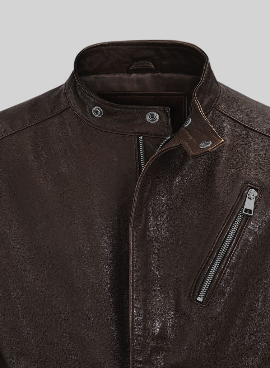Dune Drifter Brown Biker Leather Jacket - Image 2