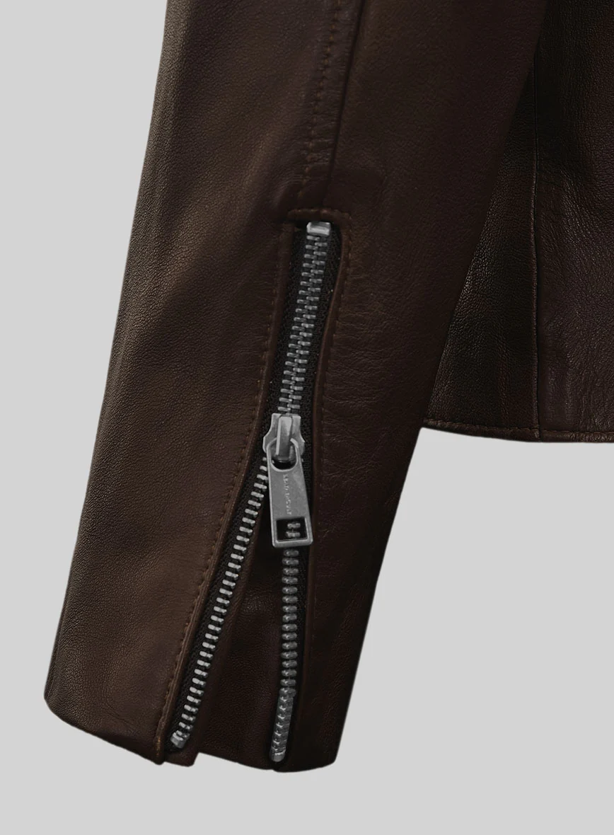 Dune Drifter Brown Biker Leather Jacket - Image 3