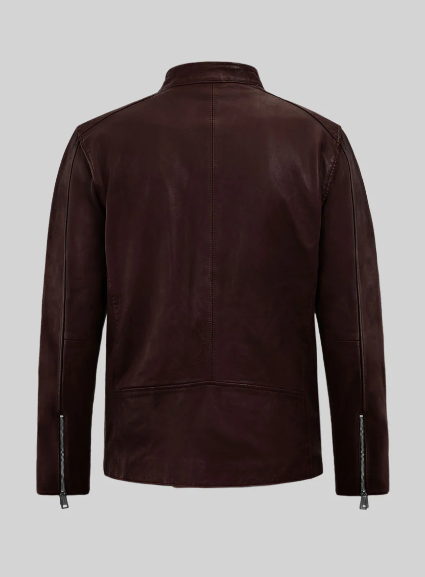 Dune Drifter Burgundy Biker Leather Jacket - Image 4