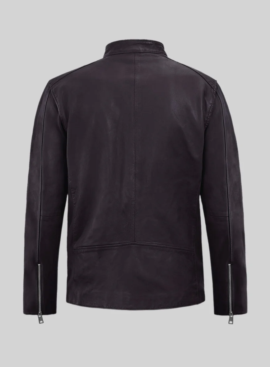 Dune Drifter Purple Biker Leather Jacket - Image 3