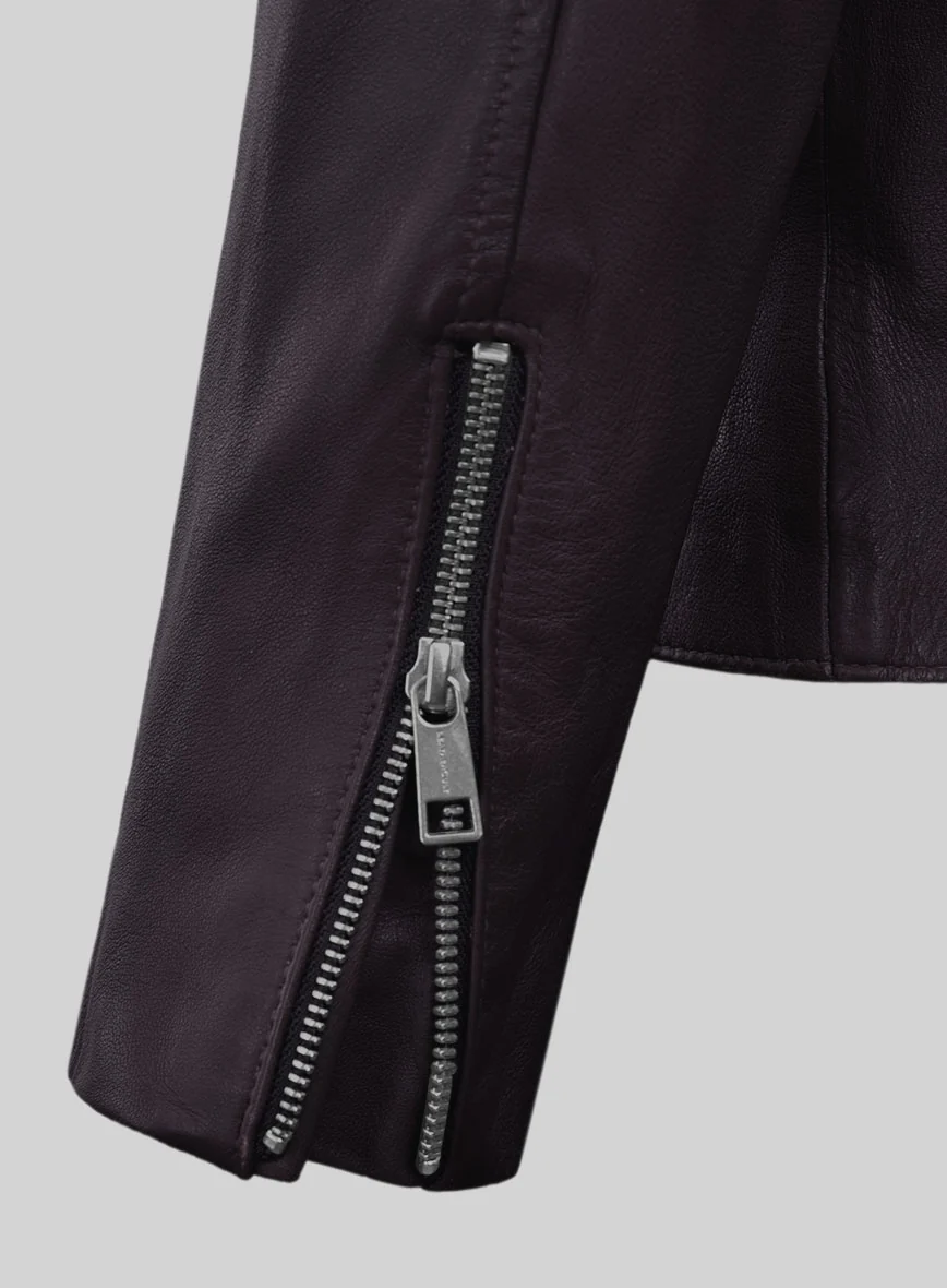 Dune Drifter Purple Biker Leather Jacket - Image 4