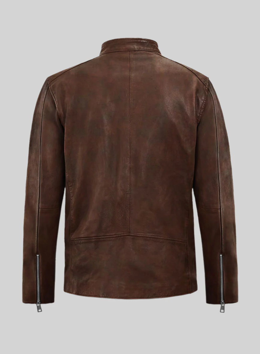 Dune Drifter Spanish Brown Biker Leather Jacket - Image 4
