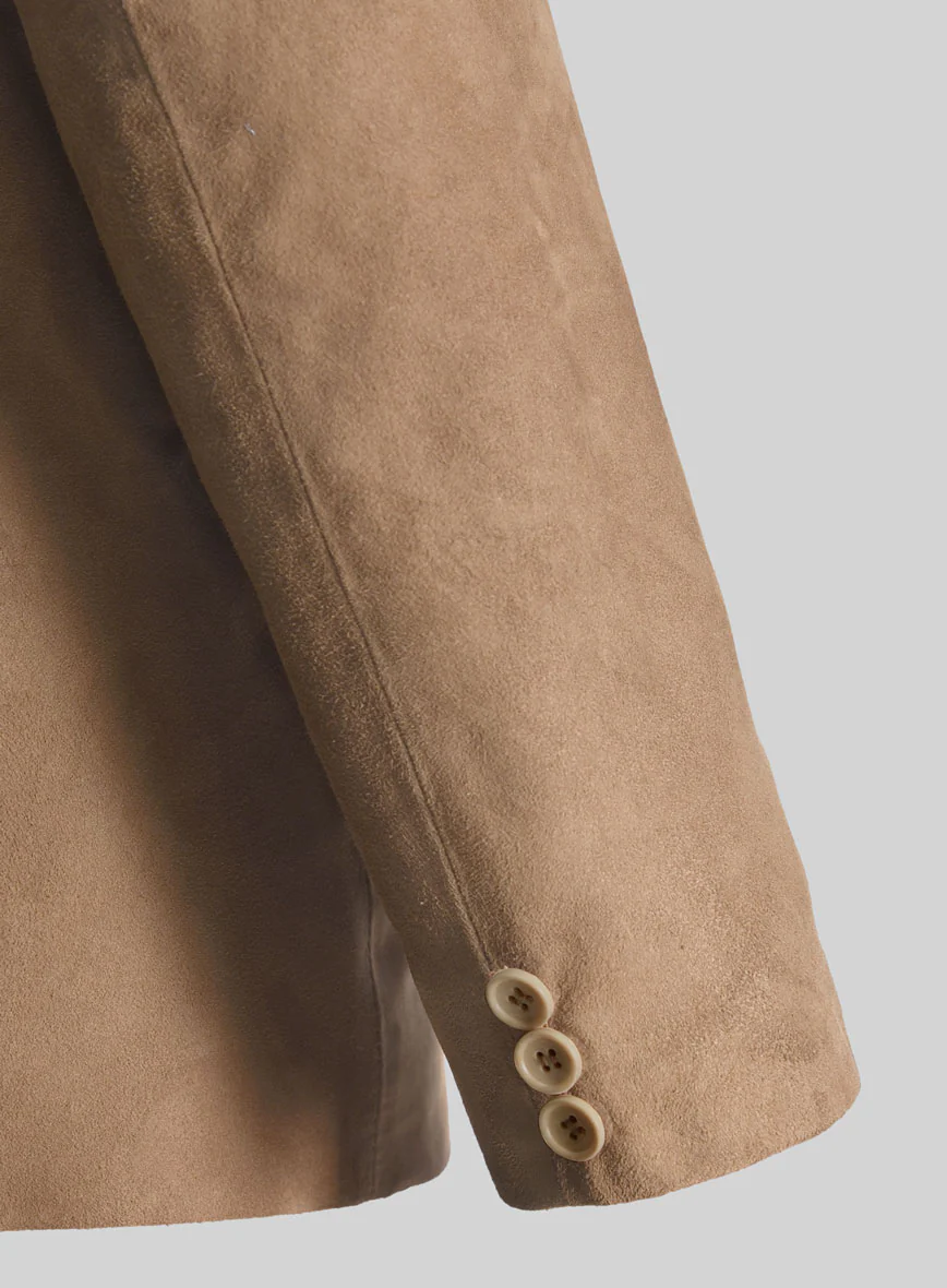 Dusty Beige Suede Leather Blazer - Image 2