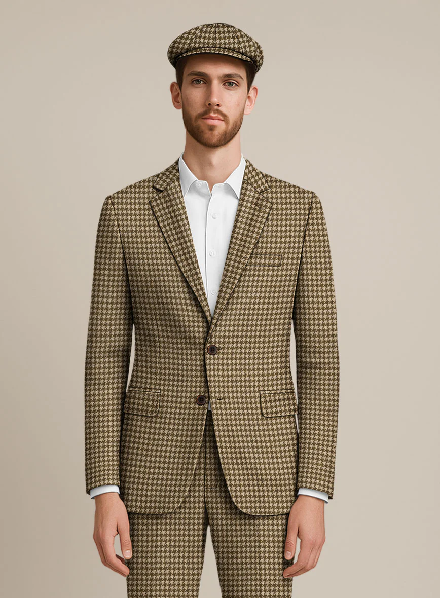 Earth Brown Houndstooth Tweed Jacket - Image 2