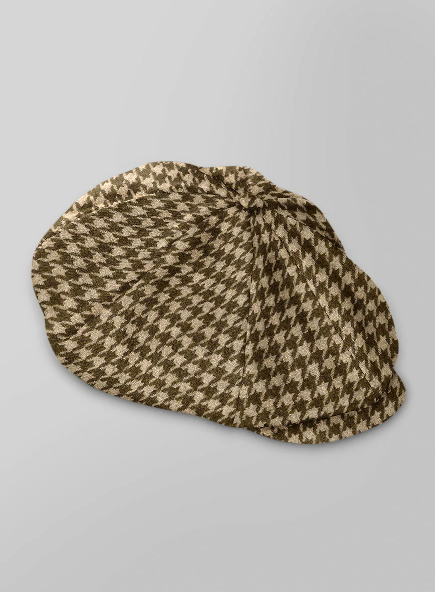 Earth Brown Houndstooth Tweed Newsboy Cap - Image 3