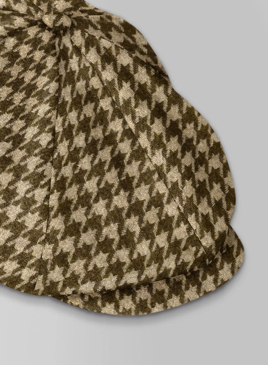 Earth Brown Houndstooth Tweed Newsboy Cap - Image 4