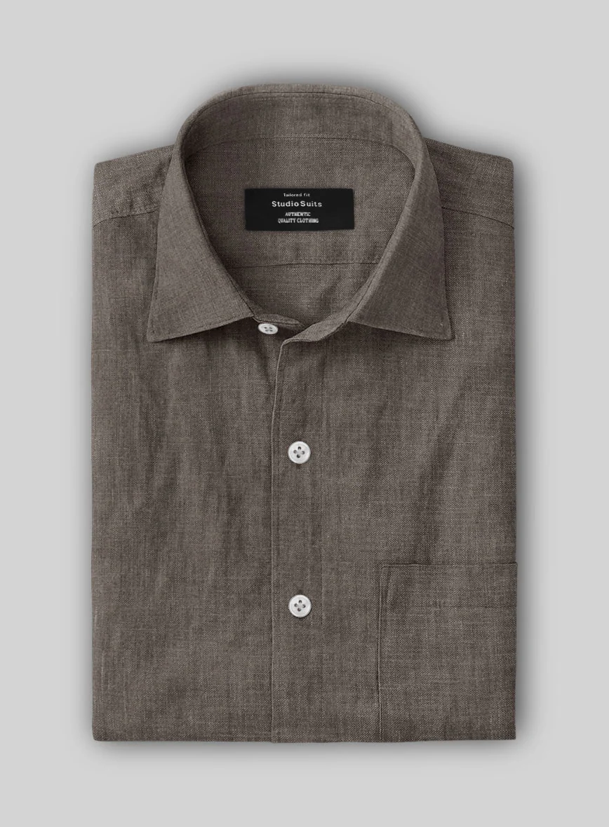 Earthen Taupe Pure Linen Shirt - Image 2