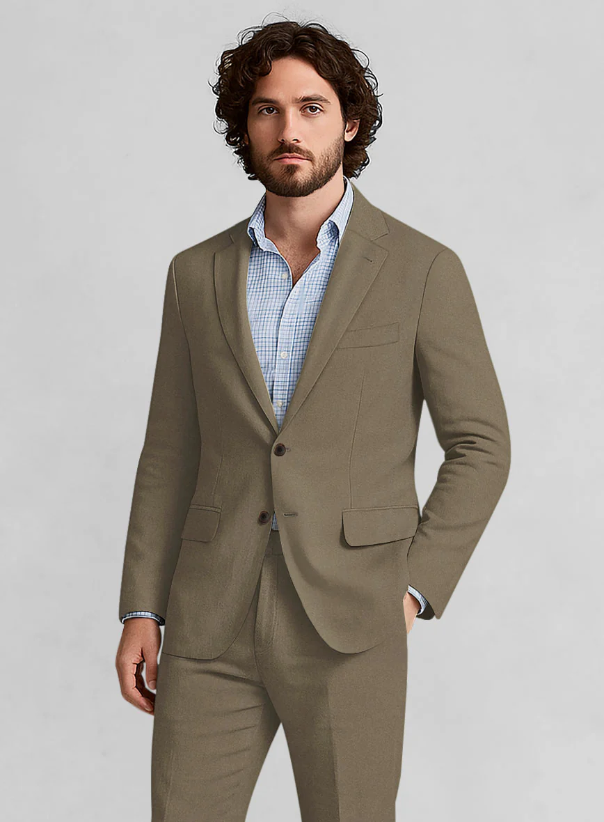 Earthy Brown Cotton Power Stretch Chino Suit - Image 3