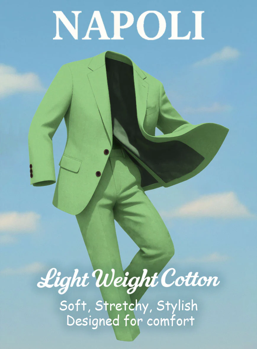 Easter Green Napoli Stretch Light Weight Cotton Pants - Image 4