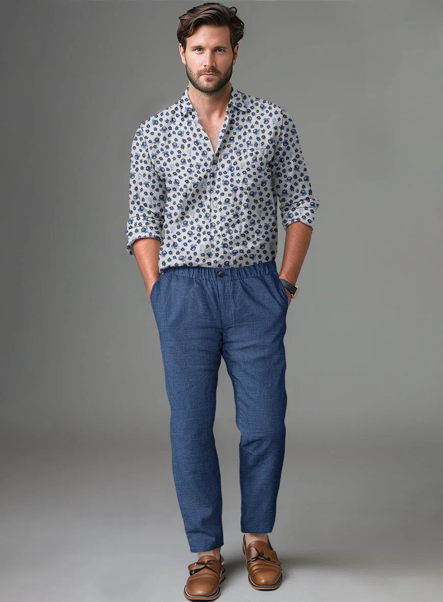 Easy Pants Azure Blue Linen - Image 3