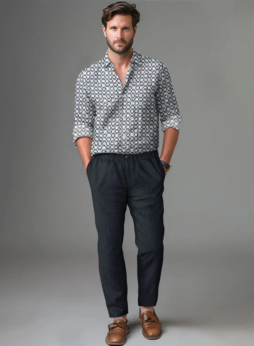 Easy Pants Dark Blue Linen - Image 3
