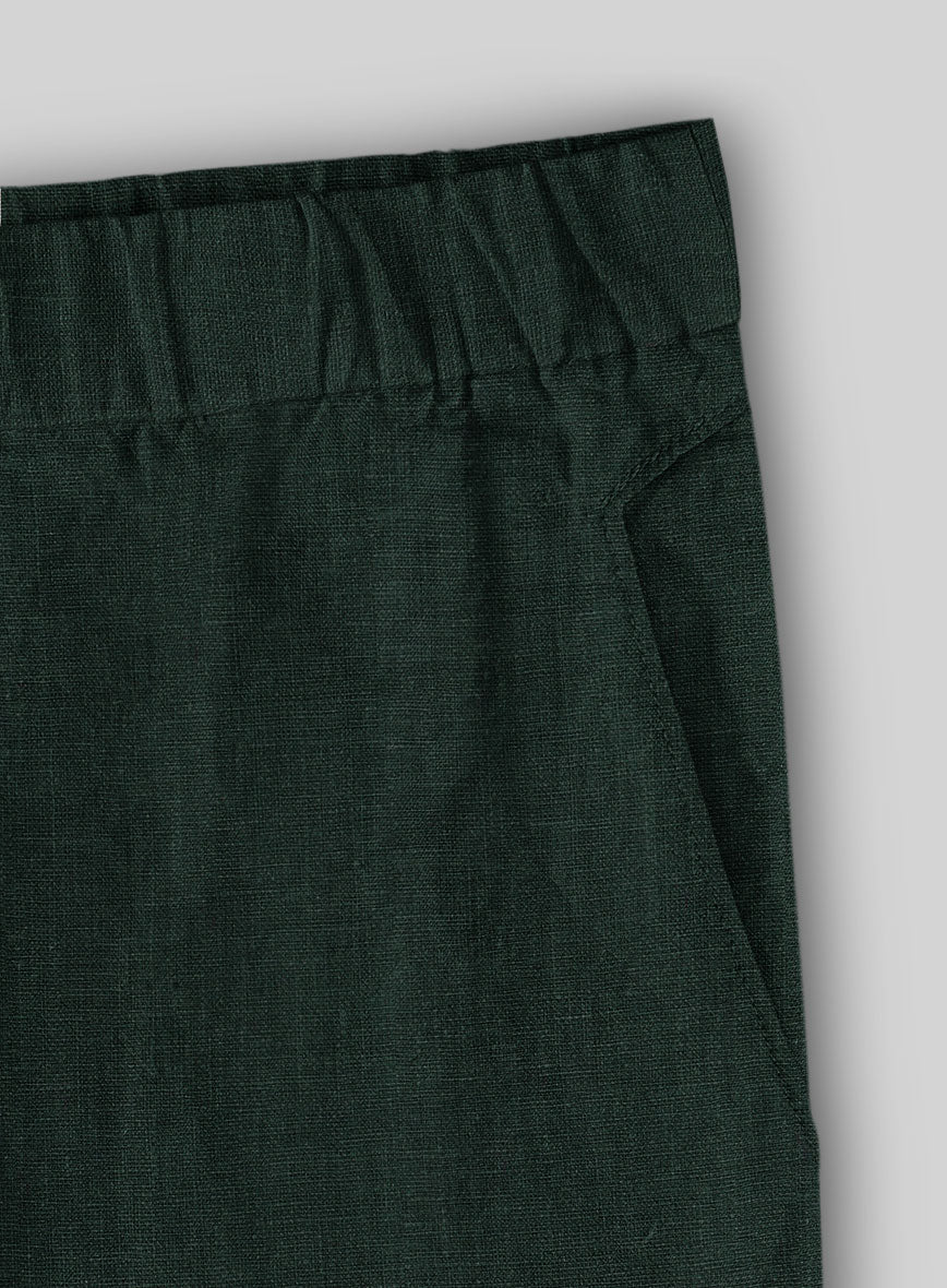 Easy Pants Dark Bottle Green Linen - Image 4