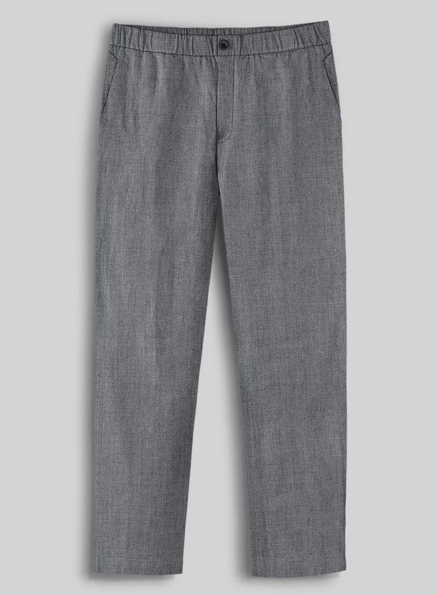 Easy Pants Italian Khyber Gray Blue Linen
