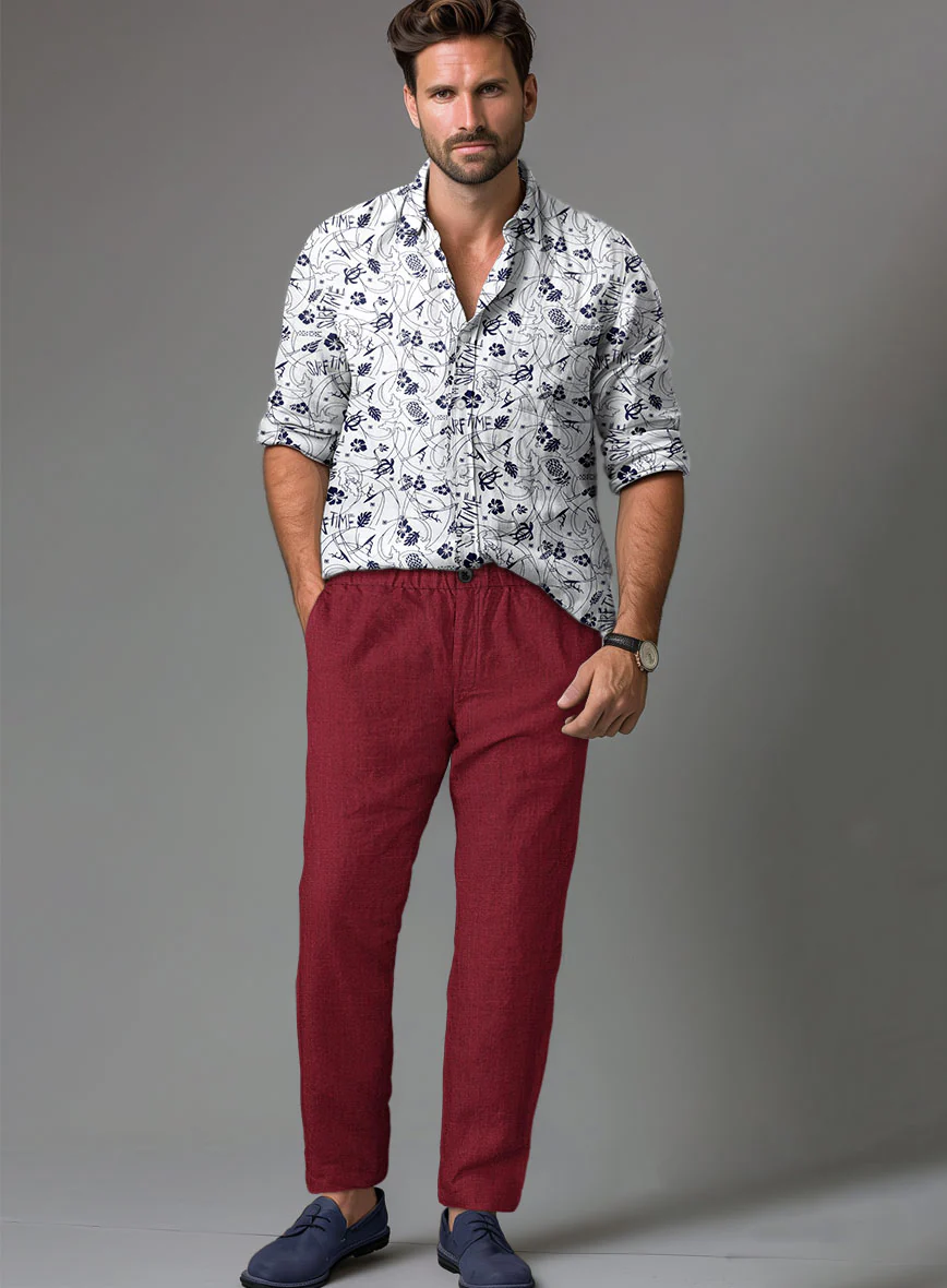 Easy Pants Moscow Maroon Linen - Image 2