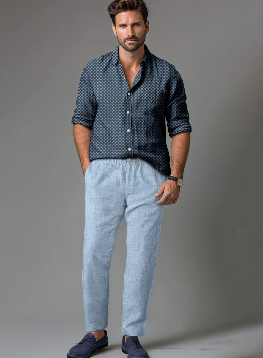 Easy Pants Tropical Blue Linen - Image 3