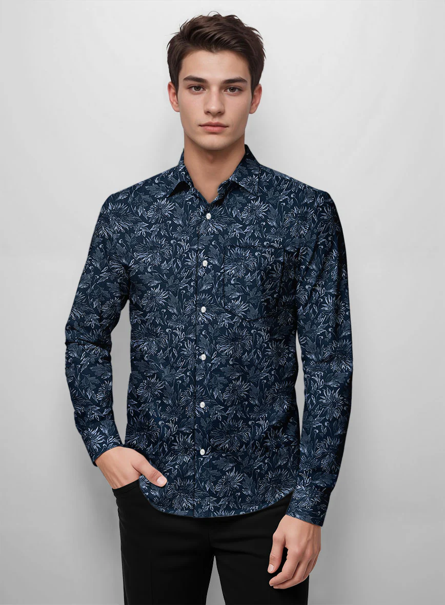 Ebon Floral Cotton Lycra Shirt - Image 2
