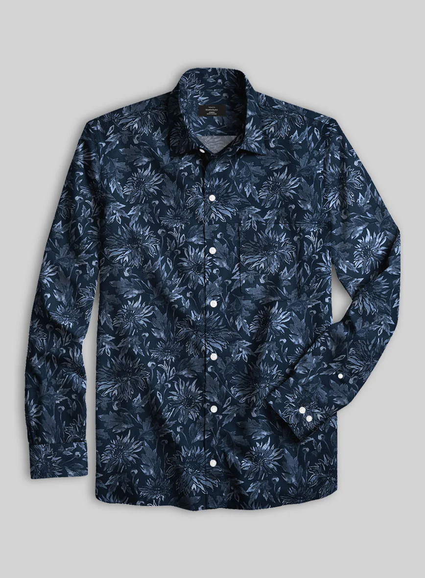Ebon Floral Cotton Lycra Shirt - Image 3