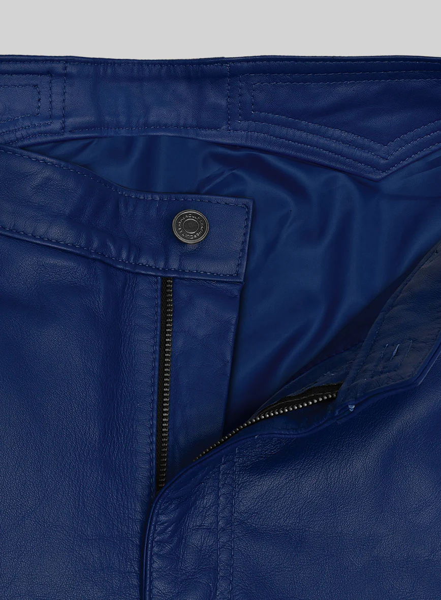ElectraBlend Moto Rich Blue Leather Pants - Image 2