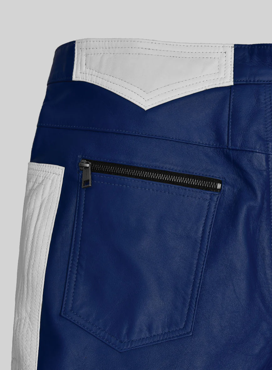 ElectraBlend Moto Rich Blue Leather Pants - Image 4
