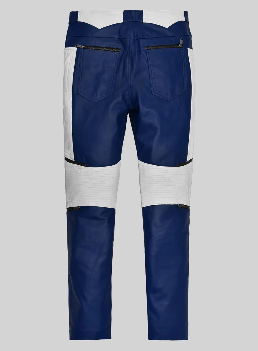 ElectraBlend Moto Rich Blue Leather Pants - Image 5