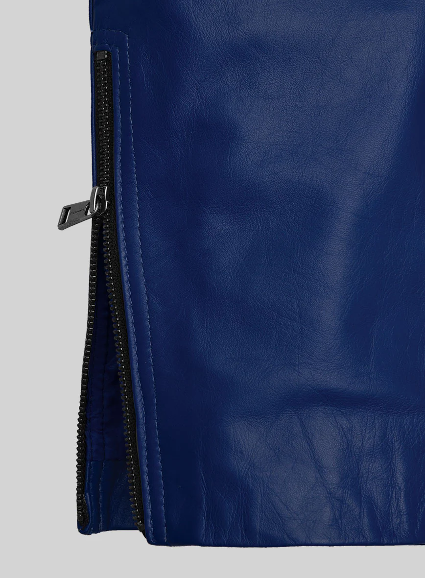 ElectraBlend Moto Rich Blue Leather Pants - Image 6