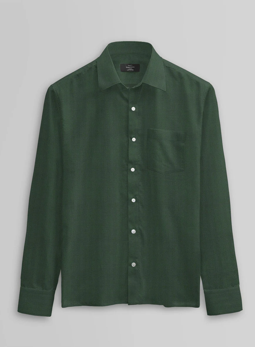 Elite Green Herringbone Cotton Shirt - Image 3