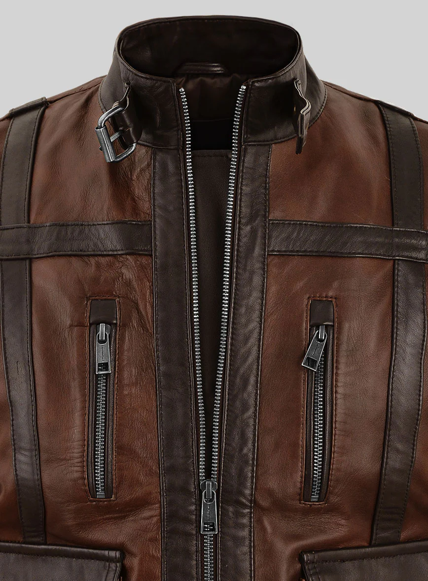 Elite Spanish Brown Moto Leather Vest - Image 3