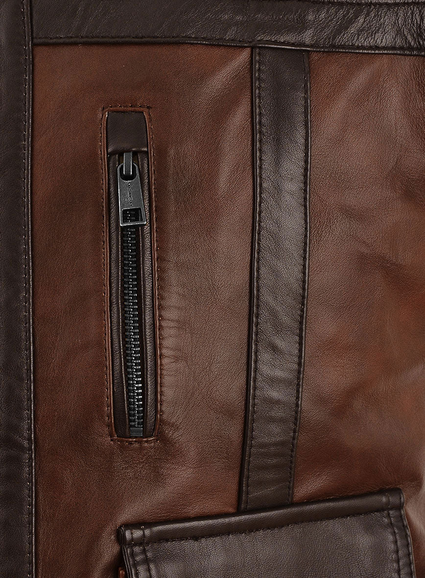 Elite Spanish Brown Moto Leather Vest - Image 4