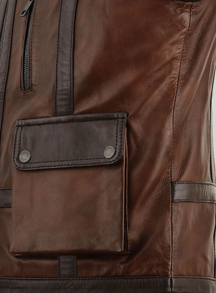 Elite Spanish Brown Moto Leather Vest - Image 5