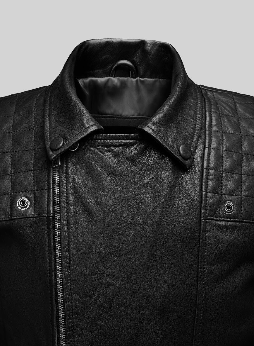 Emberstrike Black Biker Leather Jacket - Image 2