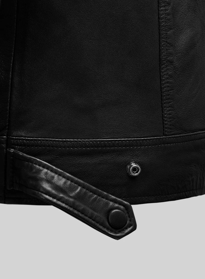 Emberstrike Black Biker Leather Jacket - Image 4