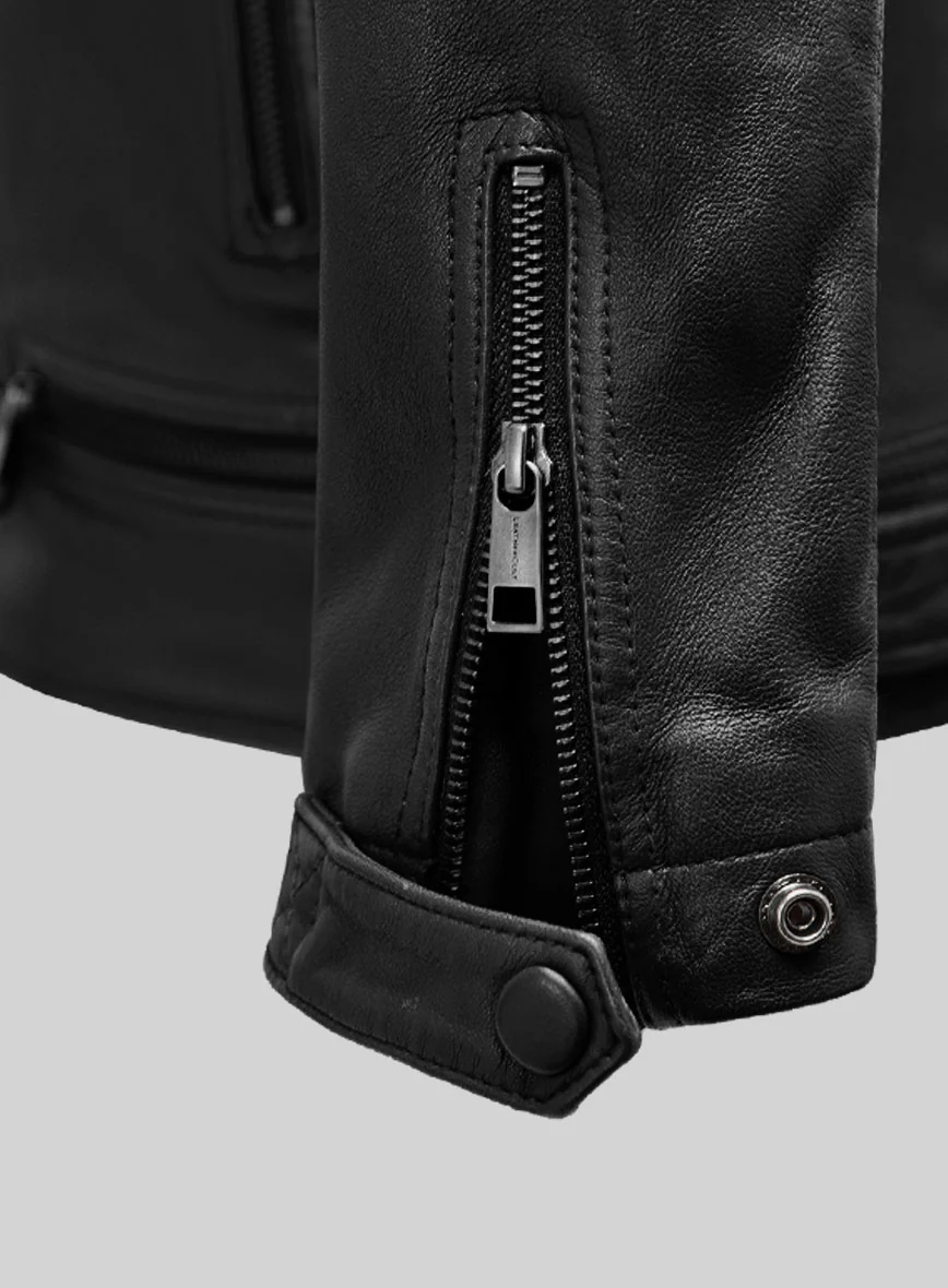 Emberstrike Black Biker Leather Jacket - Image 5