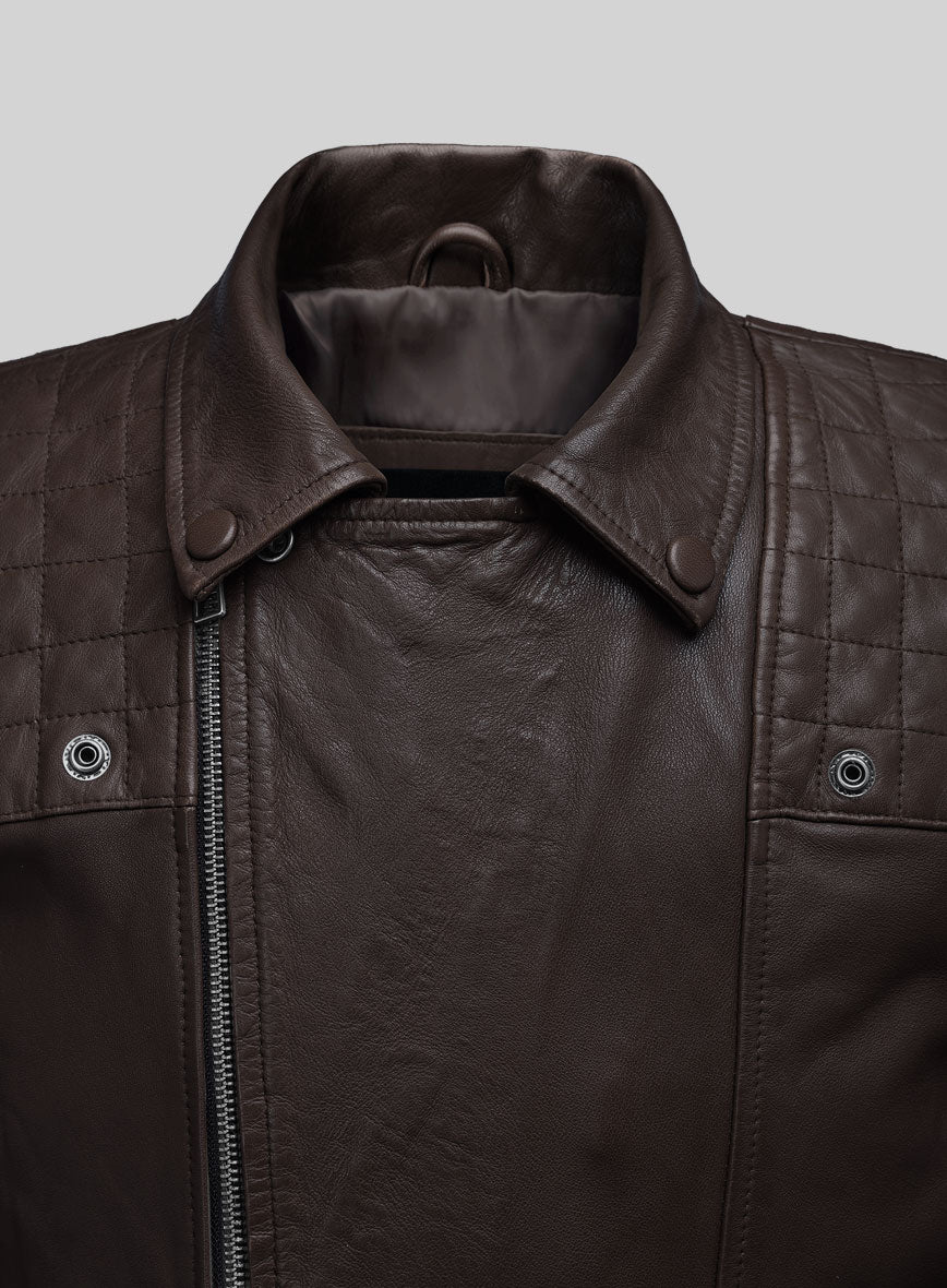 Emberstrike Brown Biker Leather Jacket - Image 2