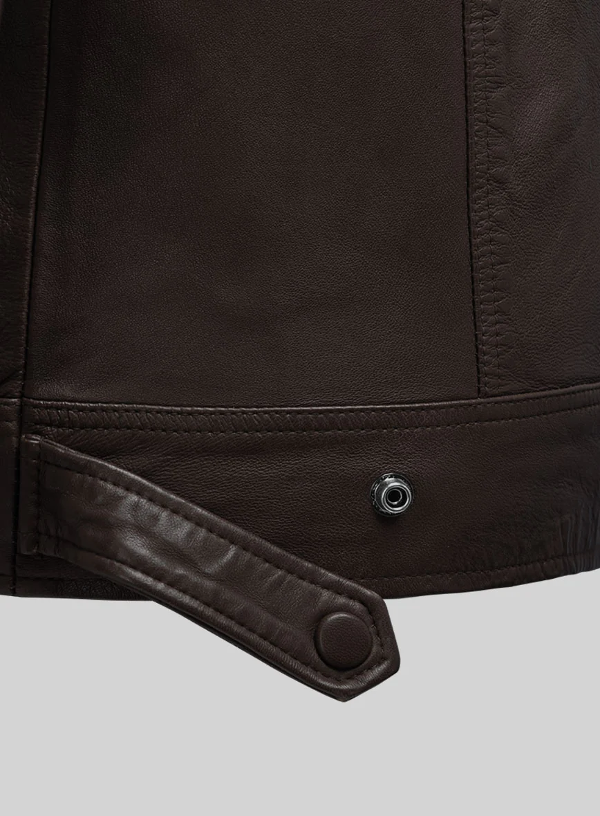 Emberstrike Brown Biker Leather Jacket - Image 4
