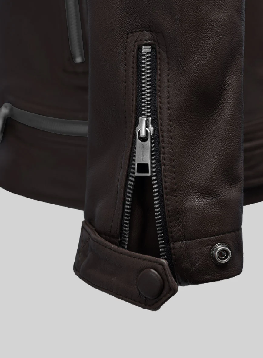 Emberstrike Brown Biker Leather Jacket - Image 5
