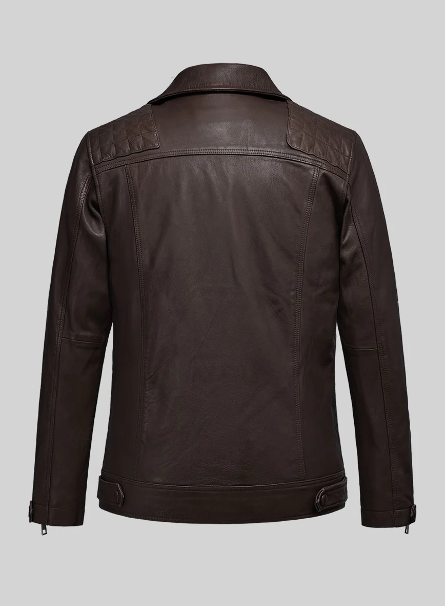 Emberstrike Brown Biker Leather Jacket - Image 6